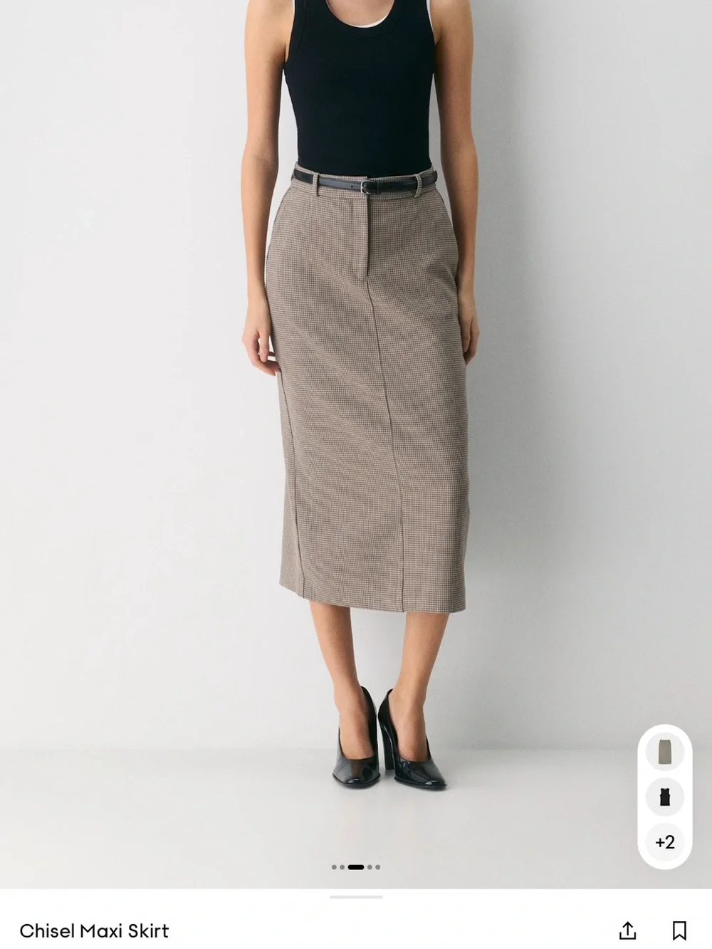 NWT Aritzia Chisel Maxi Skirt by Babaton, Grey Check, Maxi Pencil Skirt, Size 6 - Picture 7 of 16